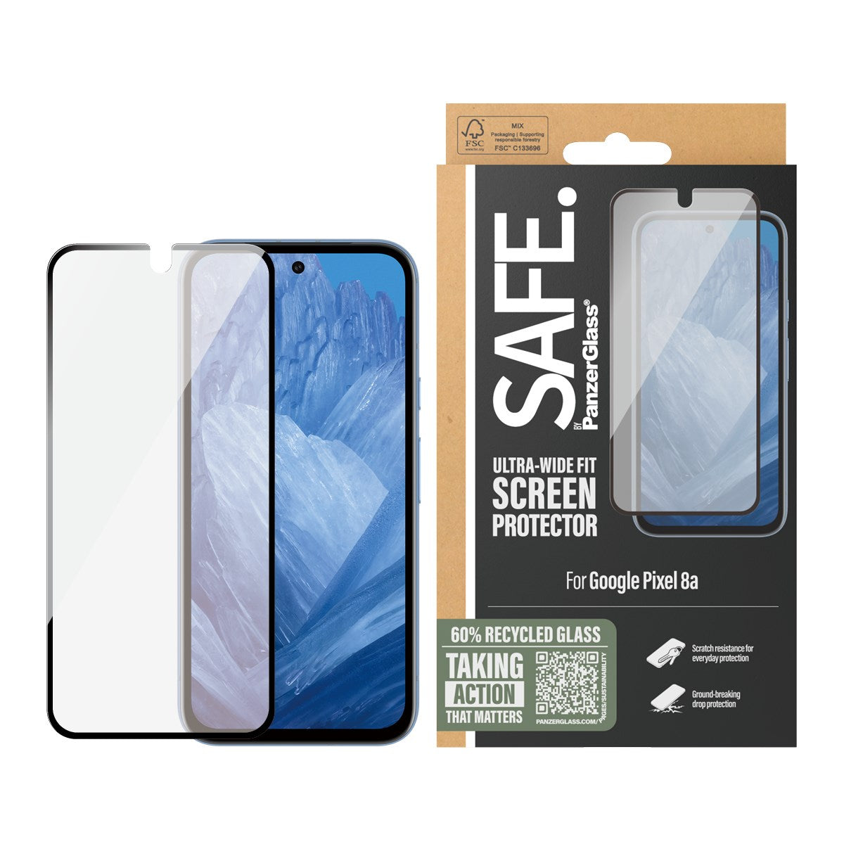 SAFE. by PanzerGlass® Screen Protector Google Pixel 8a | Ultra-Wide Fit
